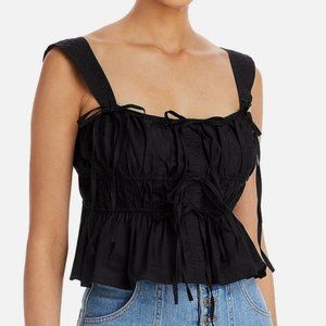 **NEW** Moon River Smocked Tie Ribbons Peplum Top